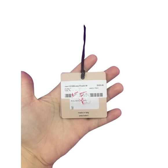 (Nude) Wool Blend Shoulder Cut Out Purple Turtleneck Sweater Size 38 - Picture 3 of 8